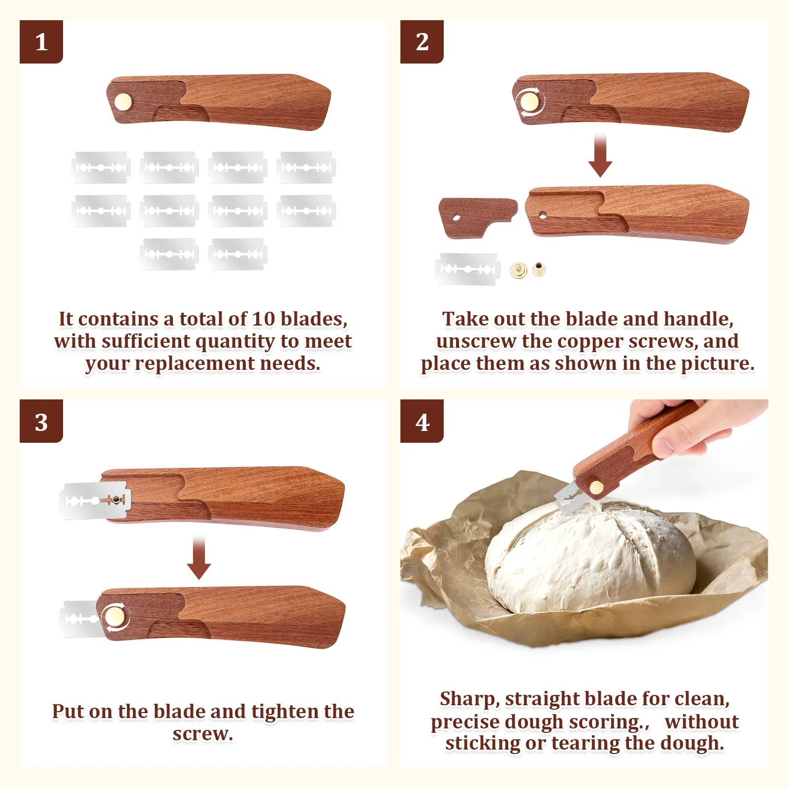 Bread Lame Sourdough Scorer Tool Portable Bread Scorer Tools with 6/10 Blade Ergonomic Sourdough Lame for Baking Kitchen Gadgets - view 5