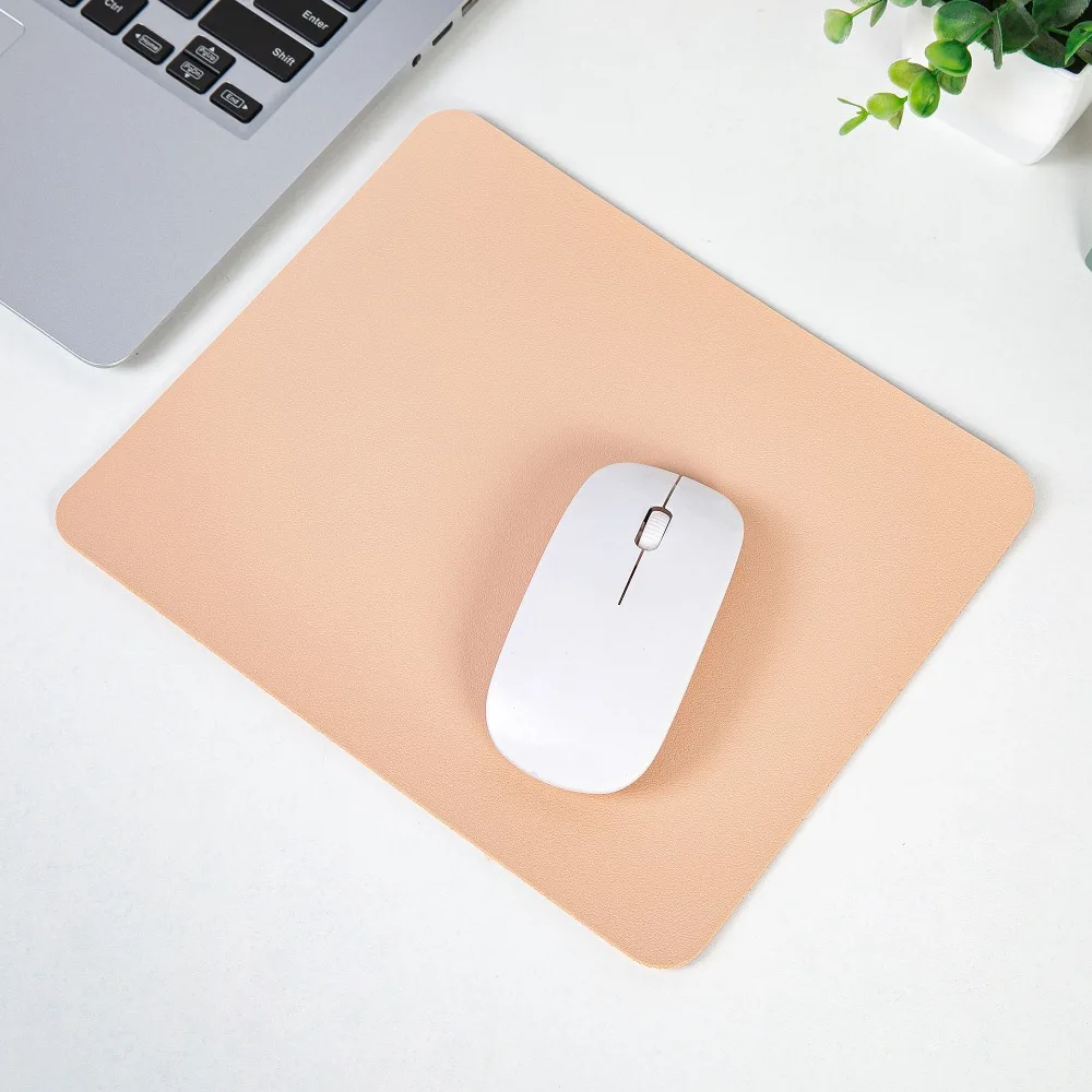 Simple Solid Color PU Leather Mouse Mat Anti-slip Waterproof 23*20cm Mouse Pad School Supplies Office Accessories Desk Set