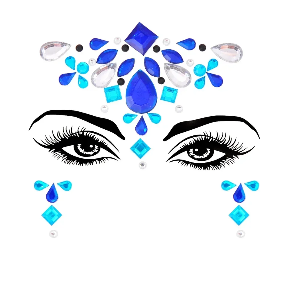 

Наклейки-стразы для боди-арта, кристаллы для лица, украшения для макияжа, блестящие татуировки для лица для фестивалей и вечеринок