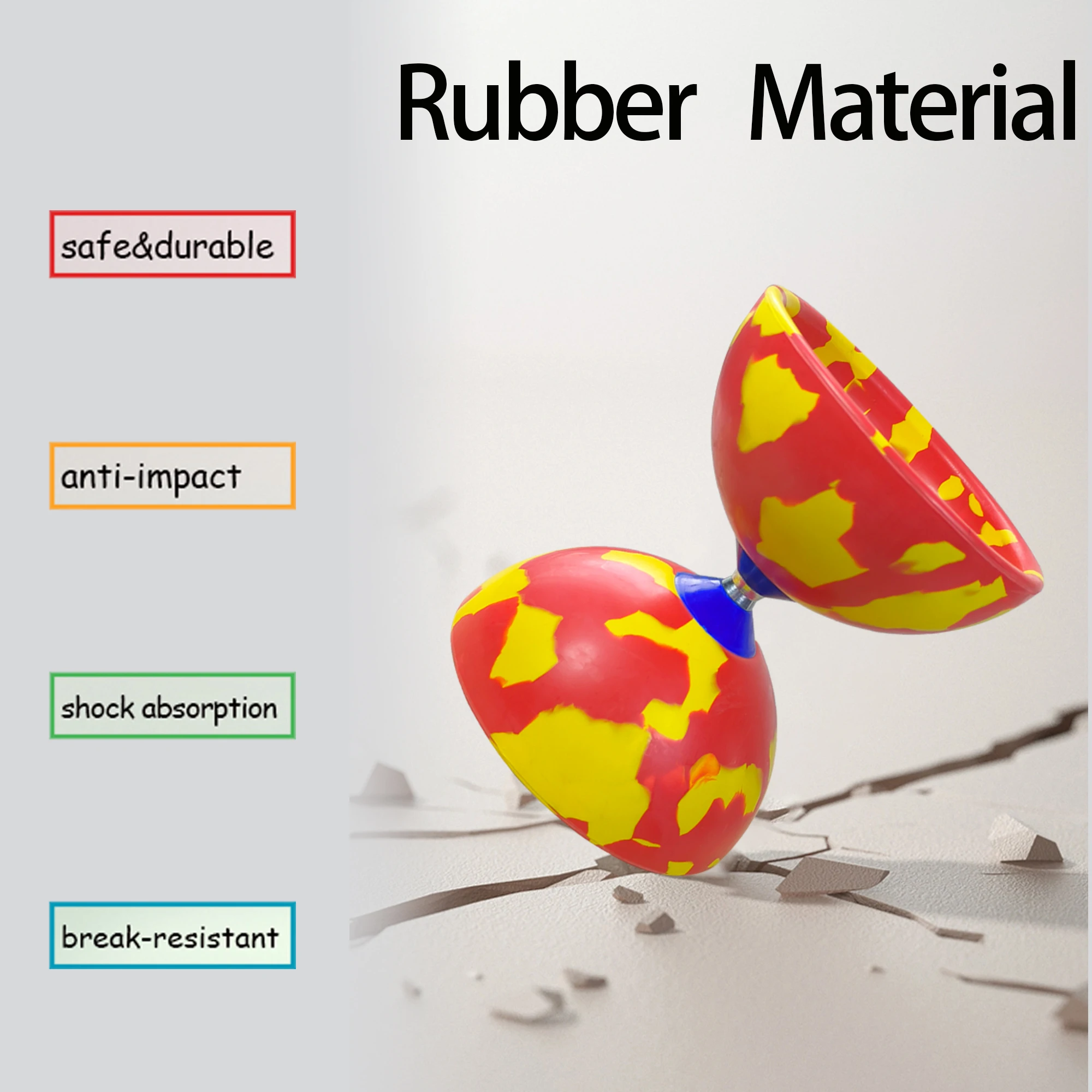 중형 저글링 액슬 디아볼로 고무 마술 요요 게임 (유리섬유 핸드스틱 포함)(1개)