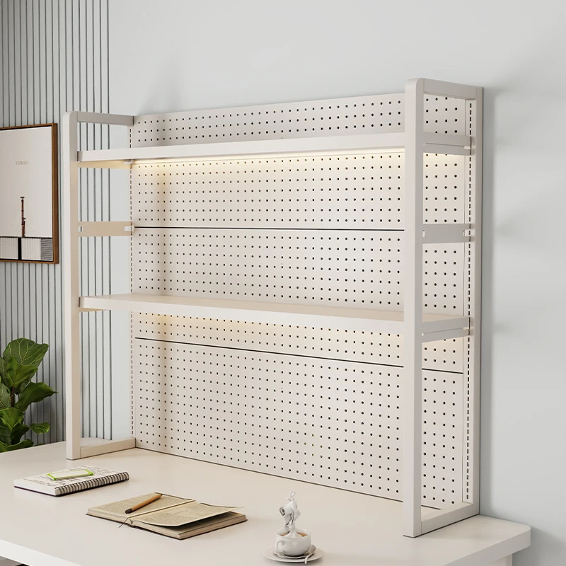 Adjustable Metal Pegboard Organizer Multi-Tier Desk Shelves for Office Space Saving Iron Shelf PC Workstation Accessories view 5