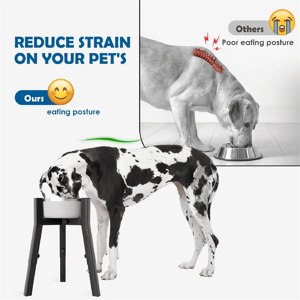 ABSF Soporte Elevado para Comederos de Perros Medianos, Grandes y Extra Grandes, Soporte Metálico Alto para Comida de Perros, Ajustable, Sin Incluir Comederos