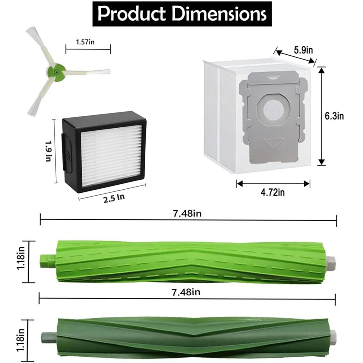 Parti di ricambio compatibili per aspirapolvere robot IRobot Roomba Combo J7+/Plus J9+, spazzola in gomma multisuperficie