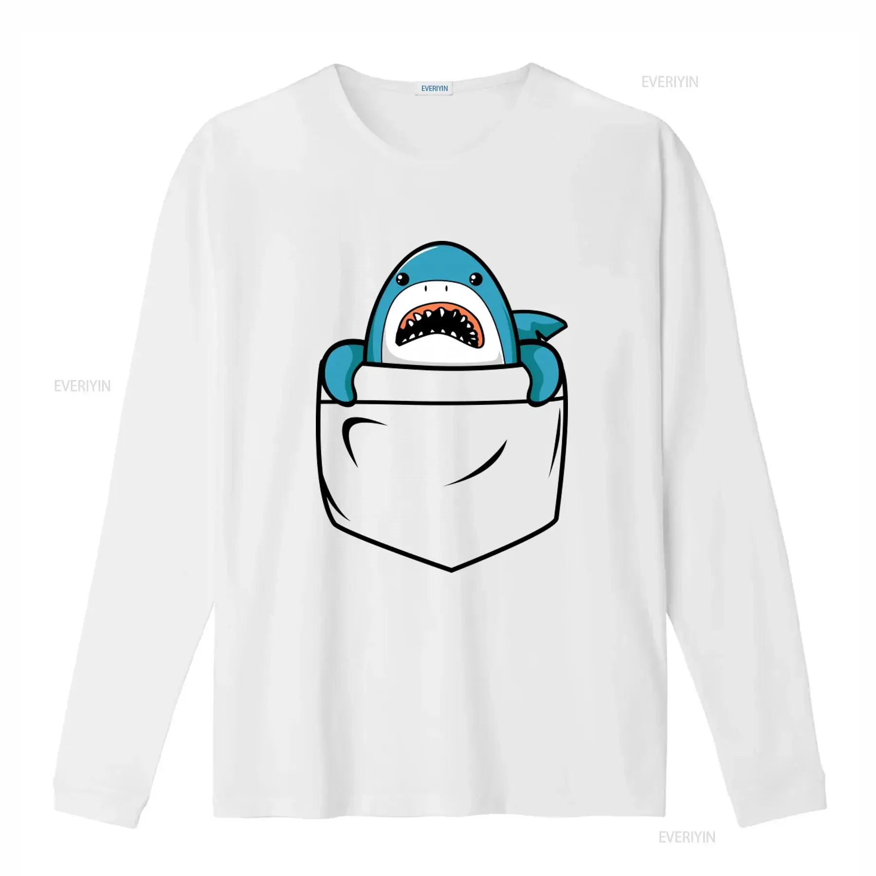 Cute Pocket Shark T Shirt for Lovers Perfect Birthday Gifs and Horse Ideal Kids vintage Washed streetwear Breathable Casual