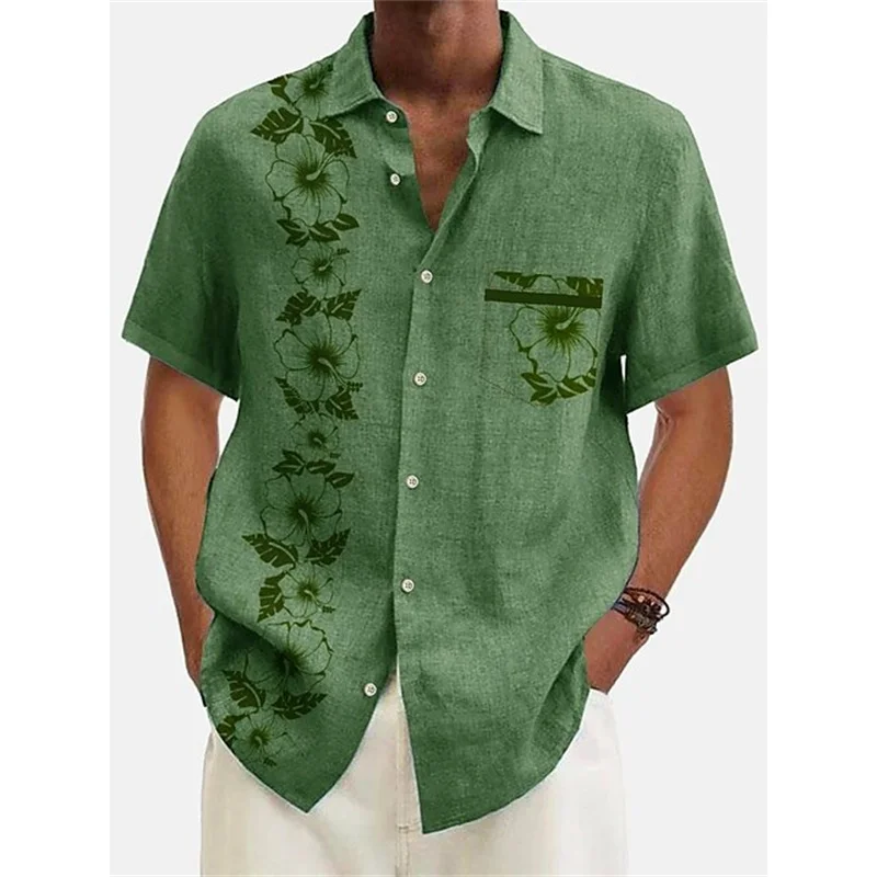 Camisa hawaiana de manga corta para hombre, camisa informal con solapa impresa de árbol de coco, estilo Harajuku, para vacaciones, talla grande,