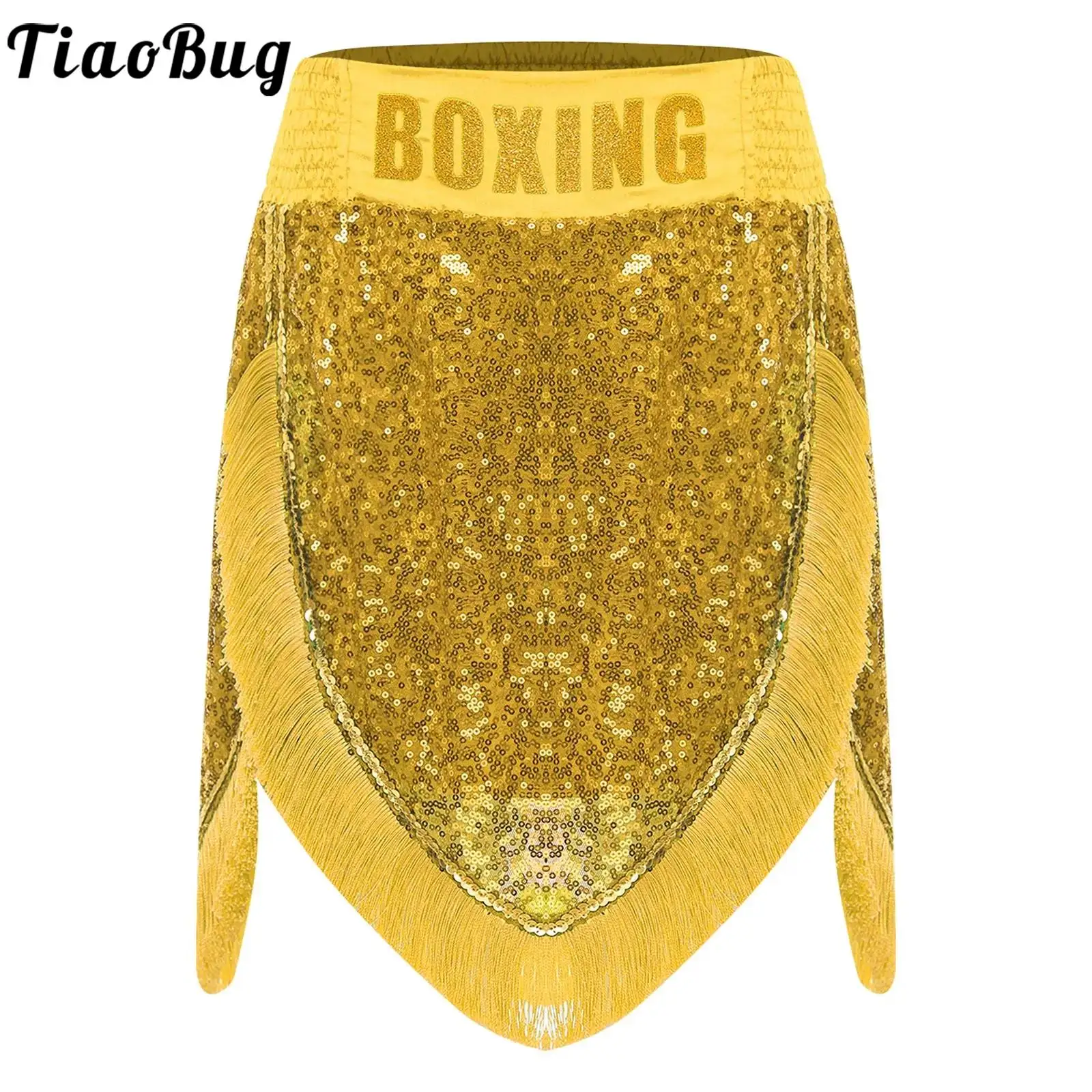 

Men's Fashion Sequins Boxing Skirts Shorts Muay Thai Martial Arts Training Match Performance Shorts Wrestling Singlet Bottoms