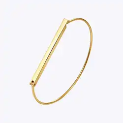 Enfashion Personalized Custom Engrave Name Flat Bar Cuff Bracelet Gold color Bangle Bracelet For Women Bracelets Bangles