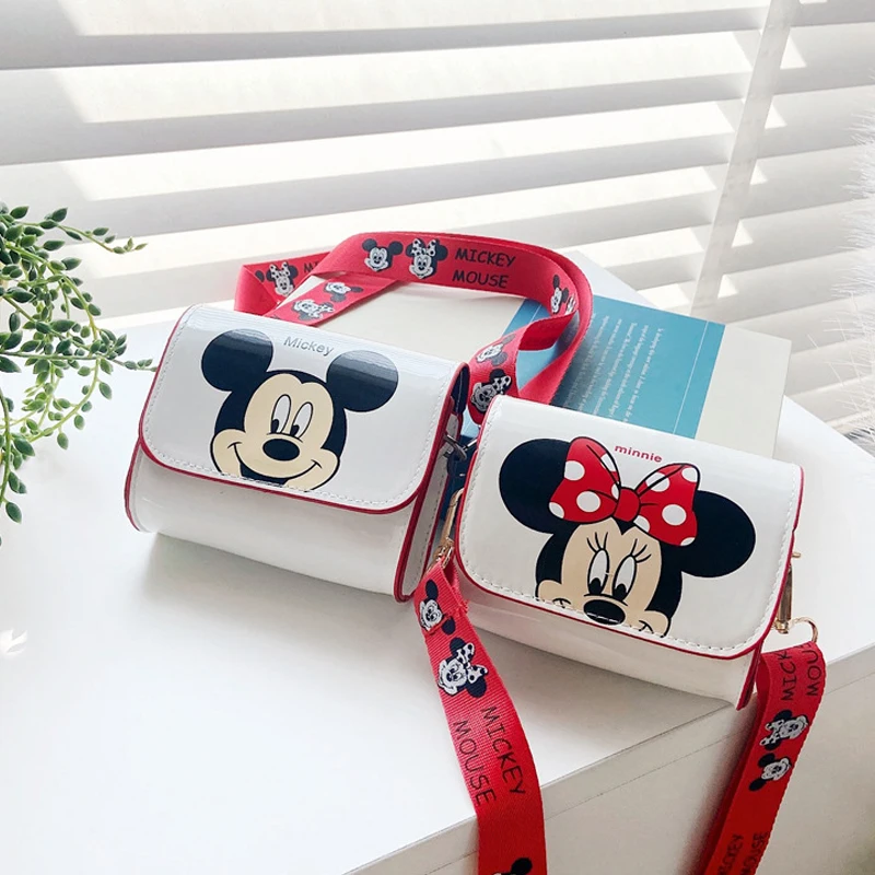 Disney-Sac à bandoulière Minnie Cartoon pour enfants, mini sac carré pour garçons et filles, porte-monnaie à la mode, initié, mignon