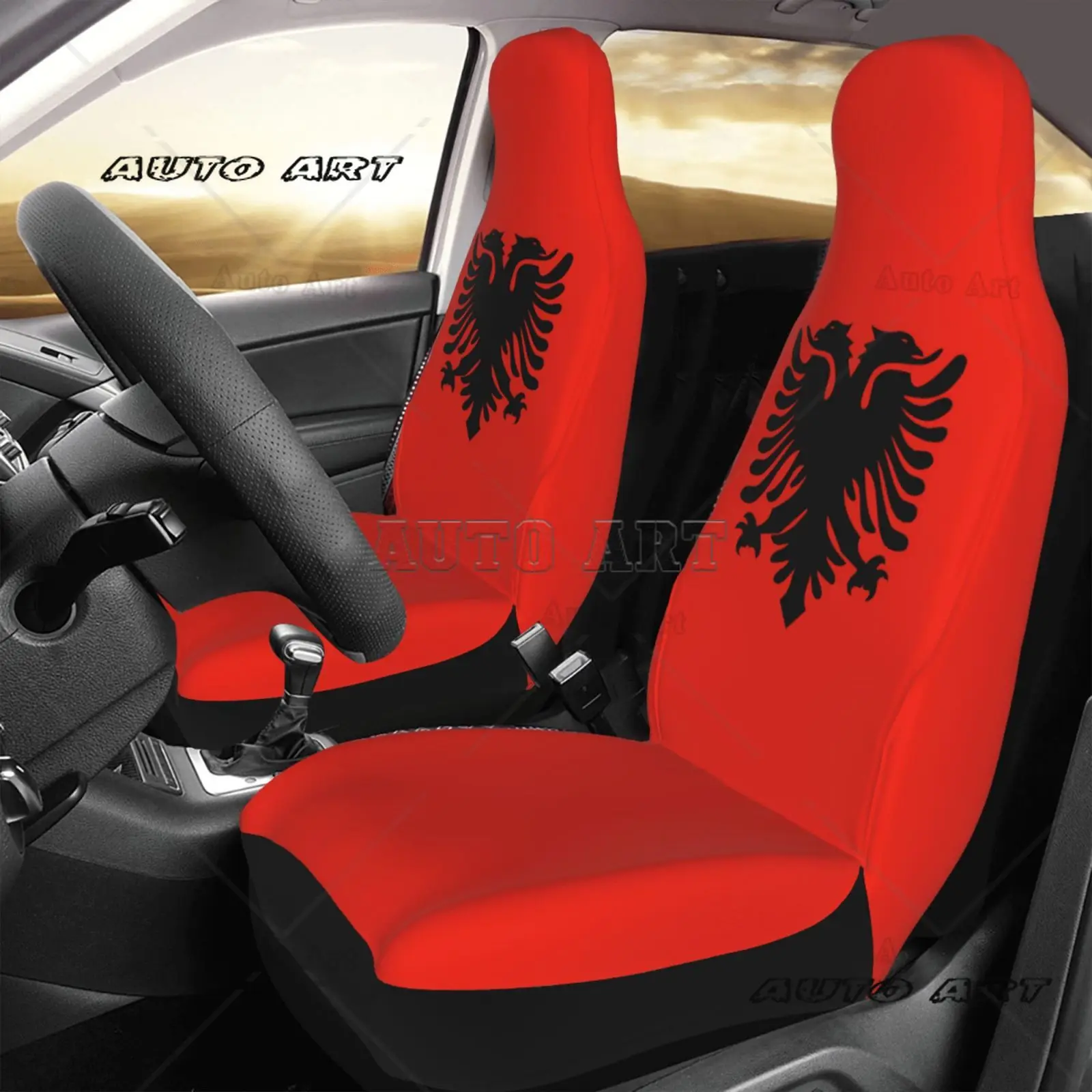 Albania Flag Car Seat Covers, 2-piece Set, Patriotic-themed Seat Covers Suitable for All Vehicle Models, Auto Accessories