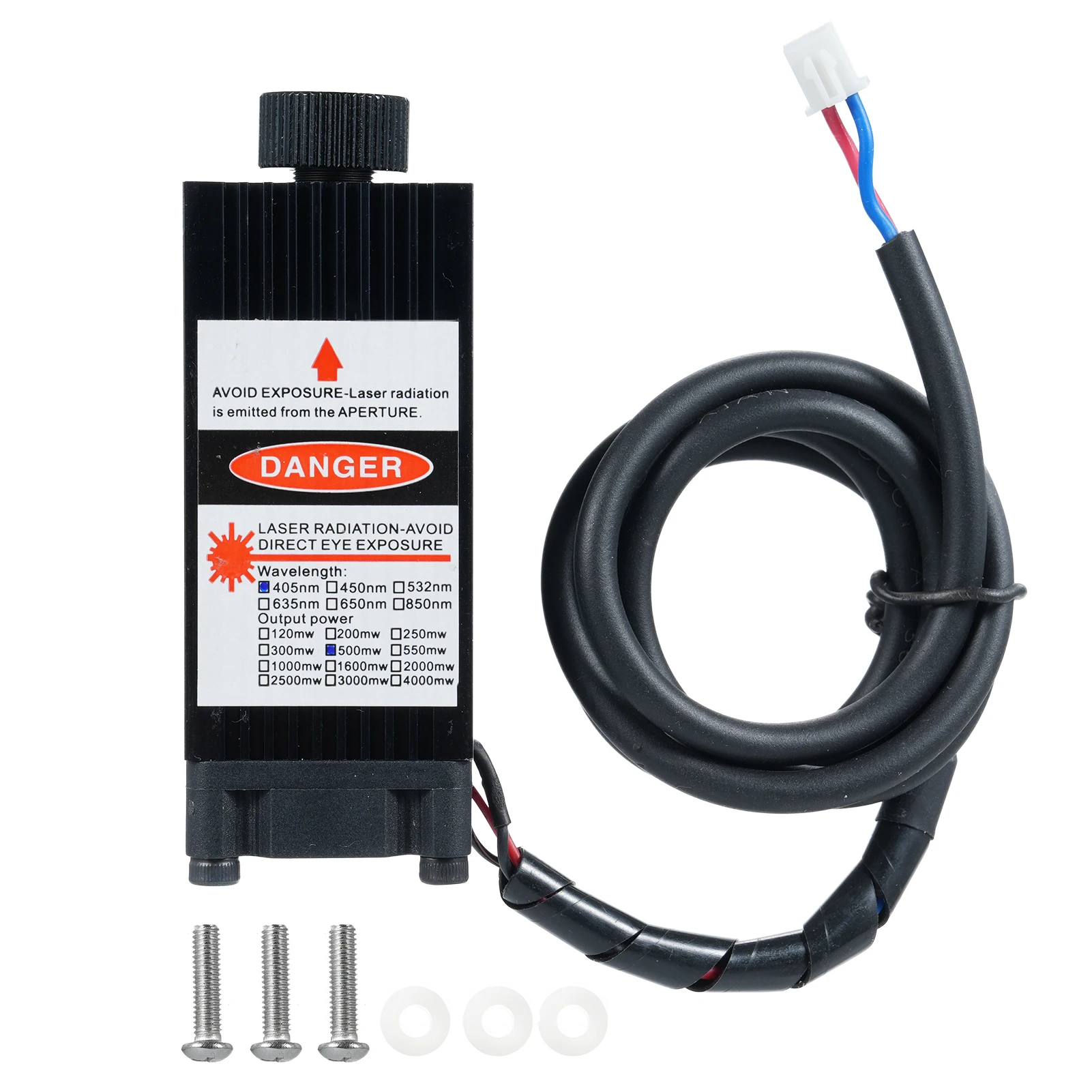 

Модуль лазерной гравировки 2-контактный 3-контактный интерфейс Фокусируемая гравировка 450 нм 500 МВт Головка модуля 12 В Синий фиолетовый свет Регулируемый фокус