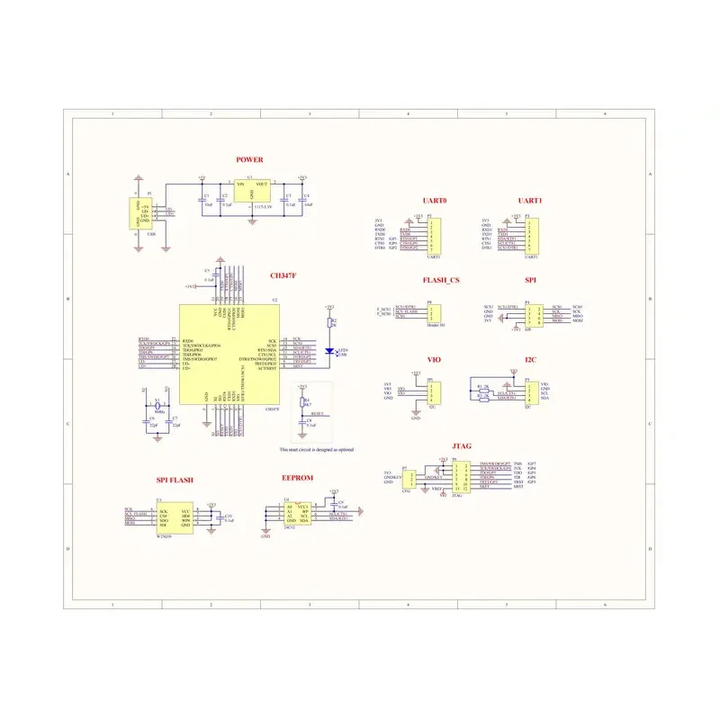CH347 Development Board 480Mbps Hi-Speed USB-bus naar seriële chip CH347F/T Evaluatieraad