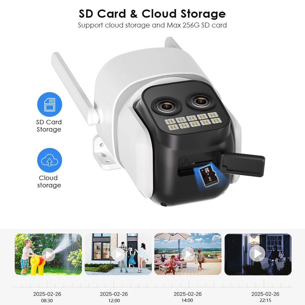 10MP Outdoors Wifi Camera 5K HD Double Lens Security 5G PTZ IP Camera 10X Digital Zoom Lens Human AI Auto Detect Tracking Camera