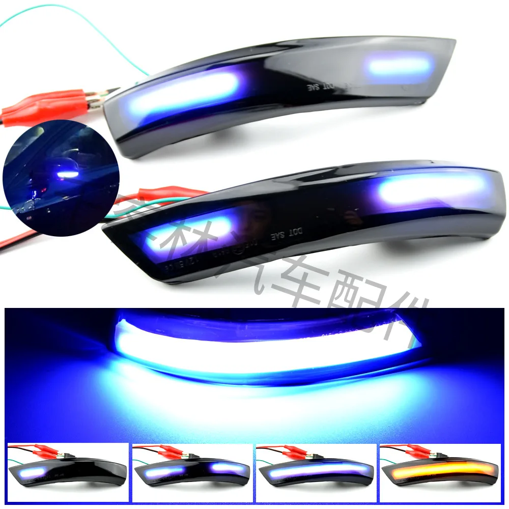 

Suitable for Ford Focus Mk2 Mk3 Mondeo Mk4 flowing light rearview mirror with a blue turn signal light