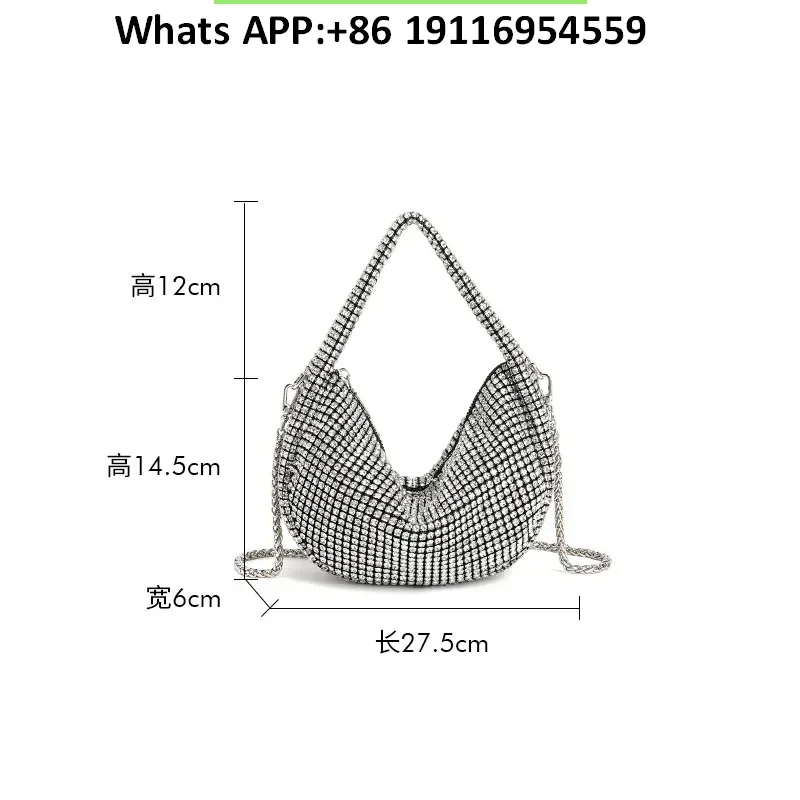 

Bag, women's bag, European and American style cross-border chain, one shoulder portable rhinestone bag
