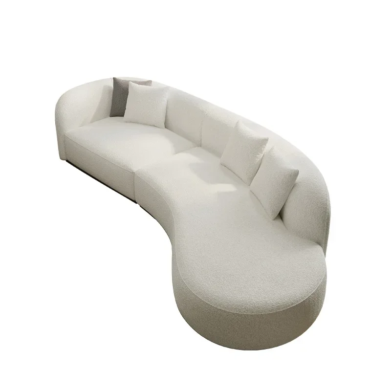 

Simple special-shaped lamb wool fabric sofa creative curved moon cream wind small apartment