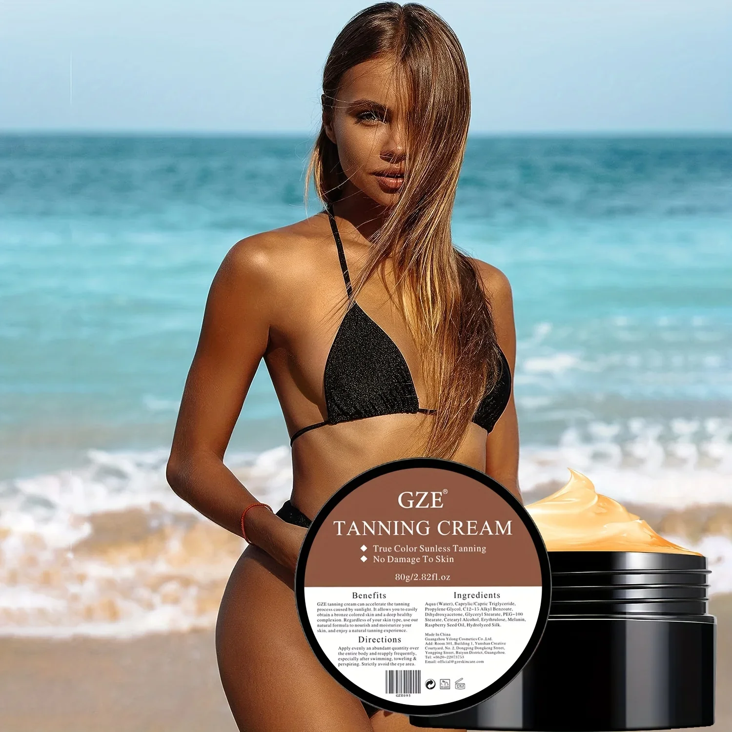 GZE Summer Skin Self Tanning Cream Sunless Self Tanner For Face Body For Natural Glow Body Bronzer Easy Use Bronzing Lotion 80g