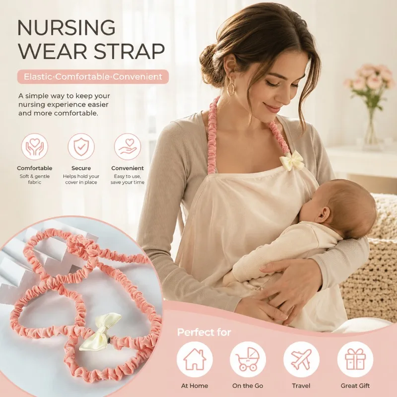 Elastic Nursing Strap Breastfeeding Clothing Holder Soft Bow Feeding Lanyard Maternity Accessory 60-70cm