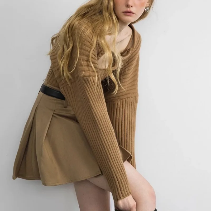 Ensembles de pulls de style français pour femmes, cardigan doux et élégant, camisoles ajustées, streetwear monochrome simple, assressentiet décontracté, attrayant