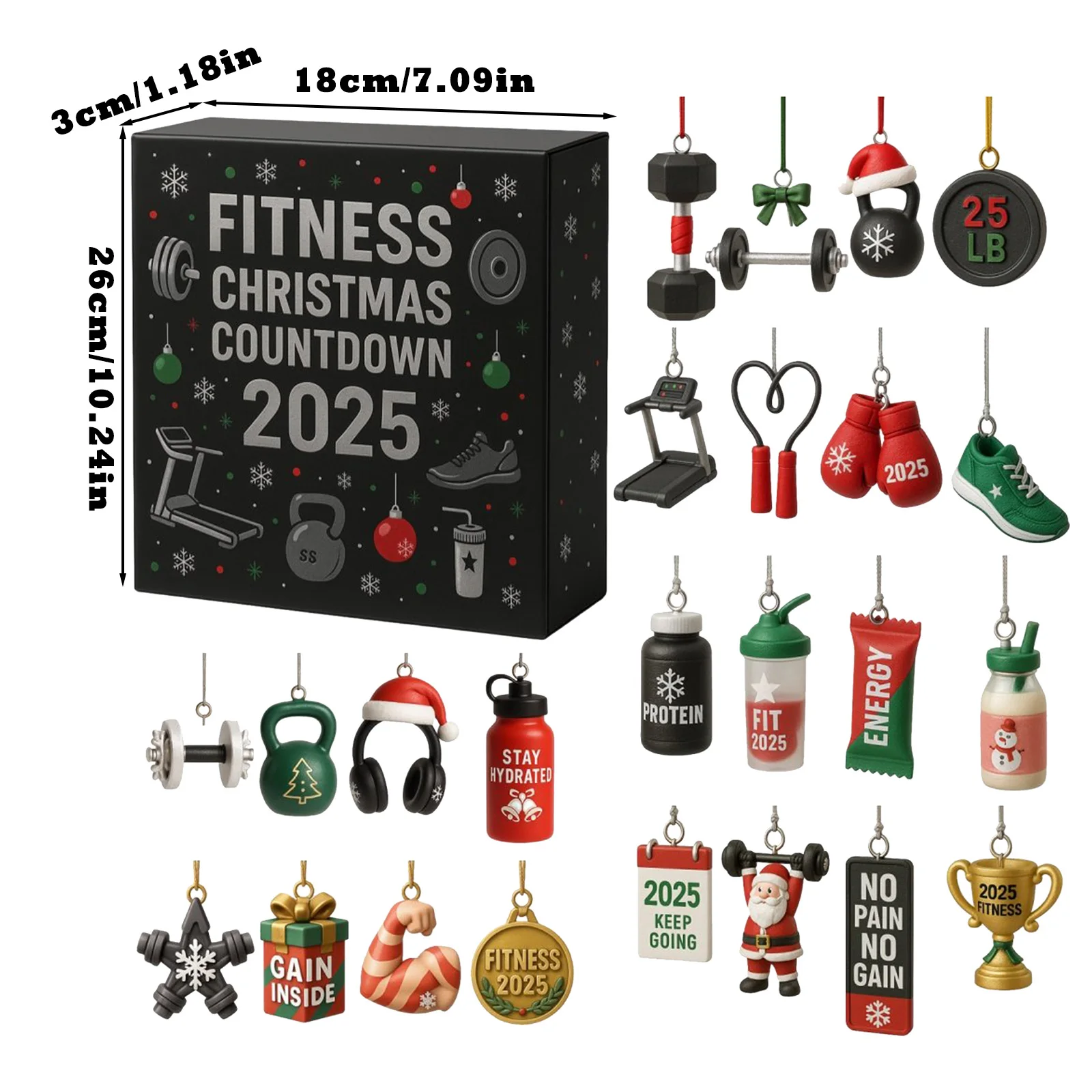 Batterie petites lumières avec minuterie calendrier de l'avent de gymnastique 24 jours Fitness et entraînement compte à rebours petite cafetière avec minuterie pour le matin