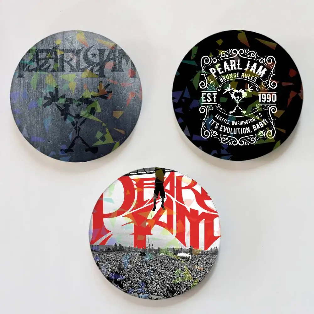 Banda P-Pearl Jam redondo láser insignia broche ropa mochila accesorios solapa decoración regalo