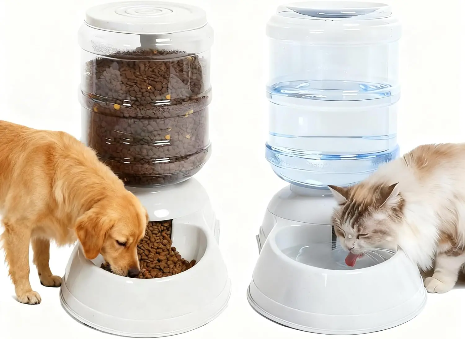

3 Gallon Automatic Pet Feeder and Water Dispenser Set for Dogs Cats, Large Capacity