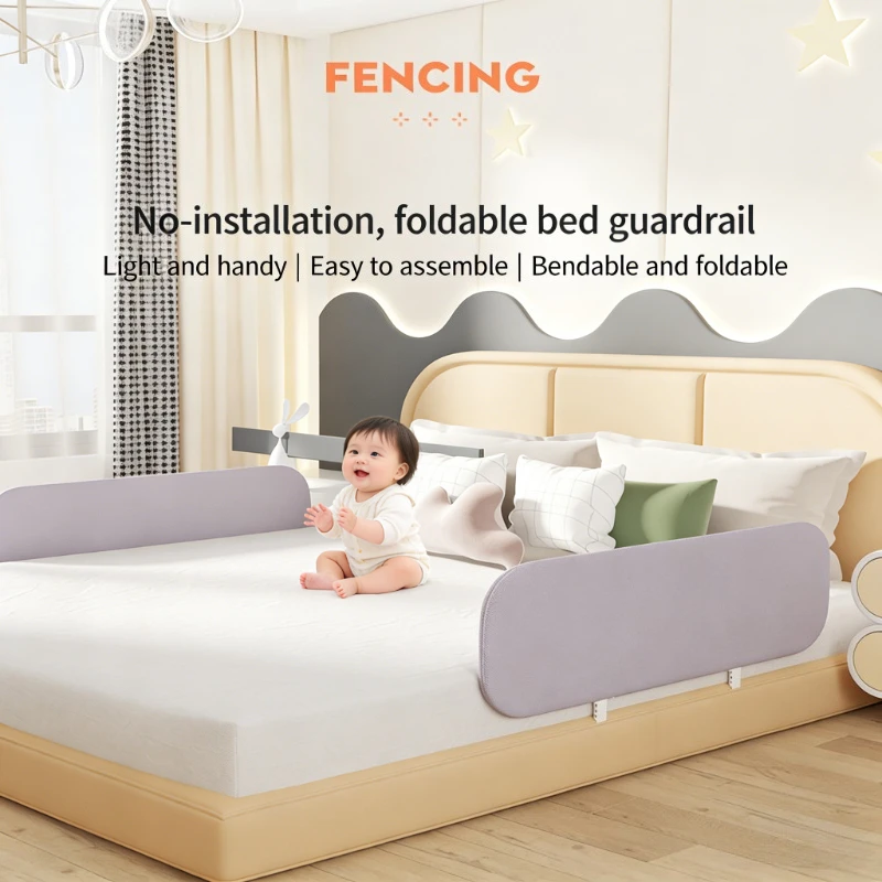 

Adjustable Extra-Wide Baby Bed Rail Guard Heavy Duty Foldable Safety Fence with Soft Anti-Collision Bumper for Infants Toddlers