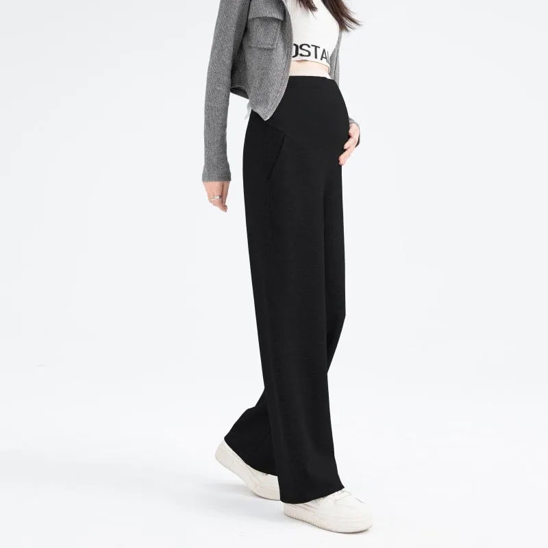 Maternity Autumn Adjustable Casual Long Pants Wide leg Loose Straight Belly Trousers Clothes for Pregnant Women Spring Pregnancy