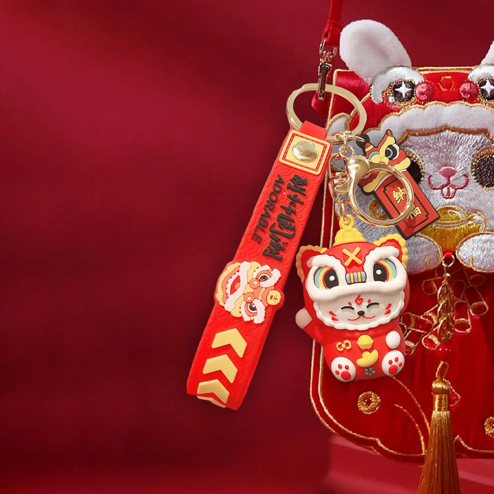 2024 Lunar New Year Dragon Keychain Chinese Zodiac Pendant PVC Car Keyring Holder Gift for Men Women Spring Festival Decoration