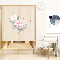 Chinese Classical Style Peony Flower Door Curtain Kitchen Doorway Partition Curtain Izakaya Dining Room Entrance Hanging Curtain