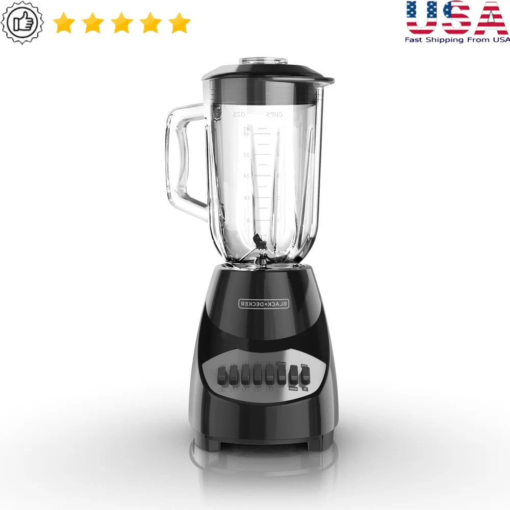 

10-Speed Countertop Blender 6-Cup Glass Jar Dishwasher-Safe Stainless Steel Blade Suction Feet Perfect Smoothies Soups Juices