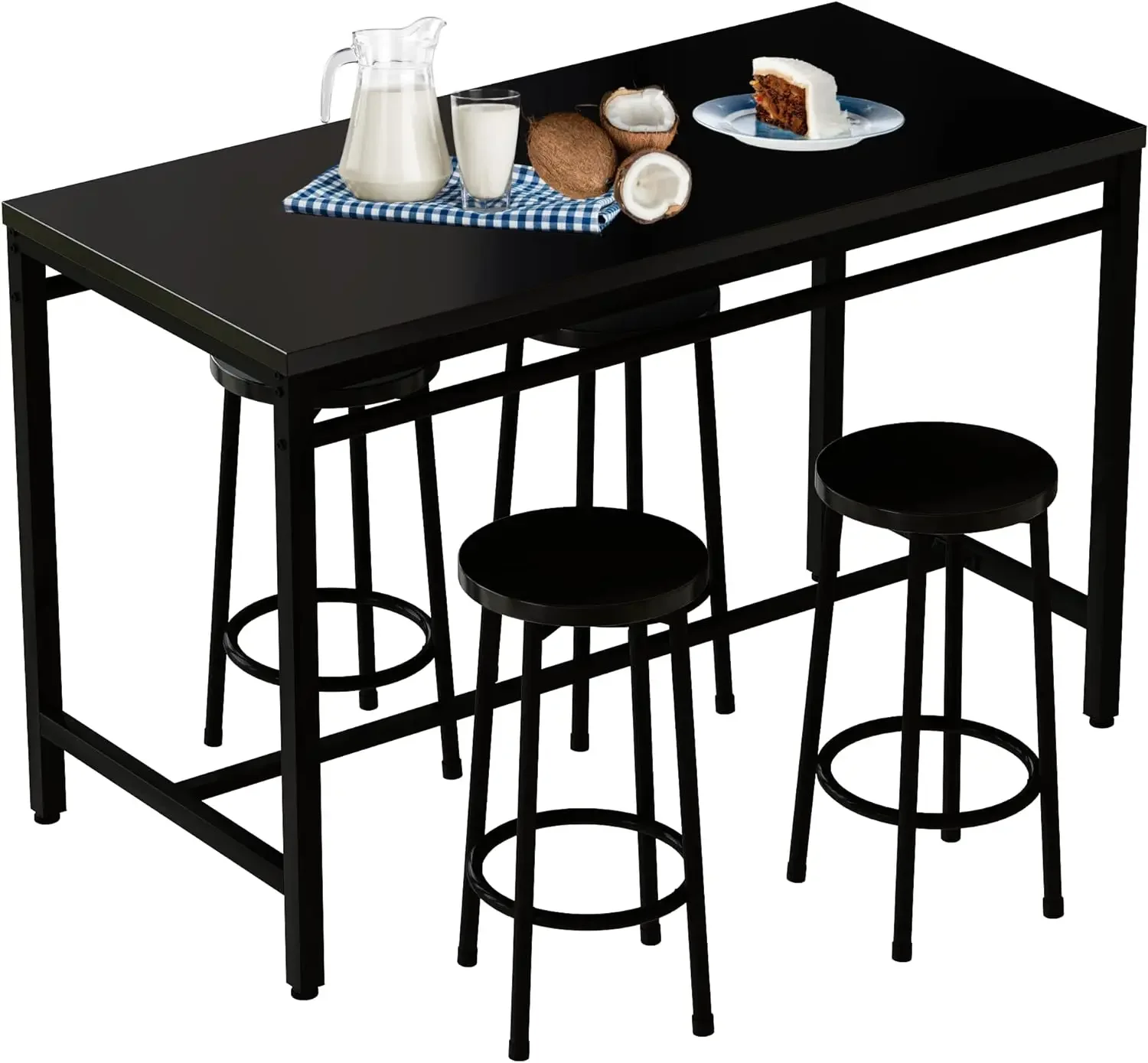 Faux Black Marble Dining Table with 4 Upholstered Chairs, 5-Piece Dining Room Table  Chairs Set for 4, Home & Kitchen Sets