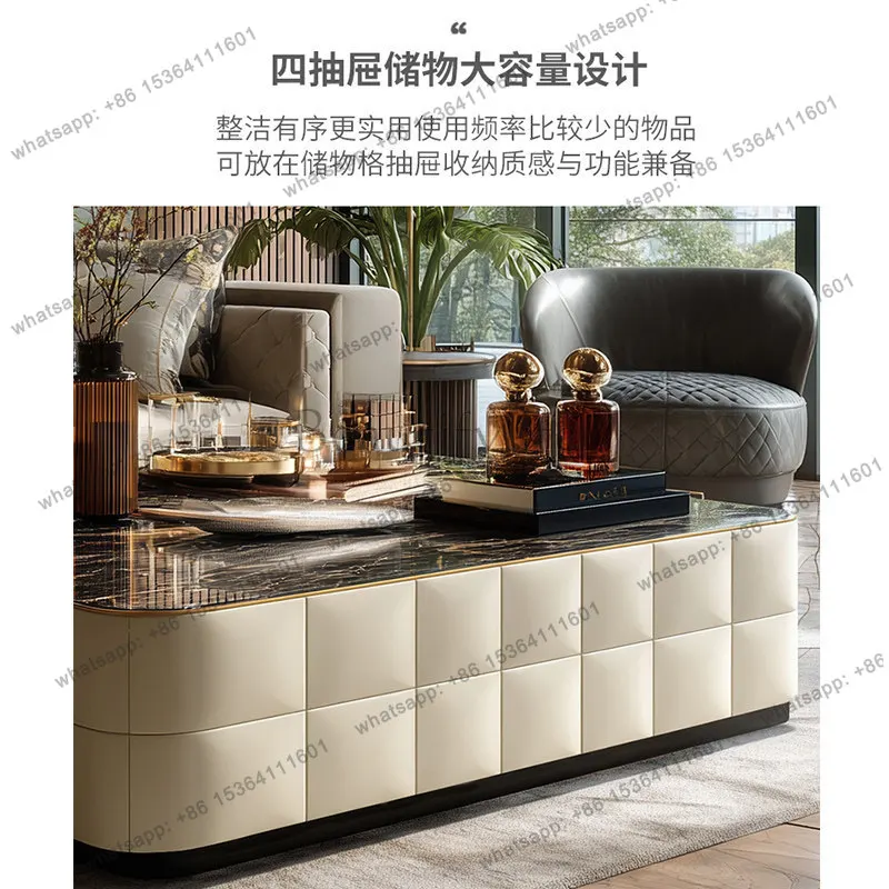 Italian light luxury microcrystalline stone coffee table villa living room home modern high-end tea table