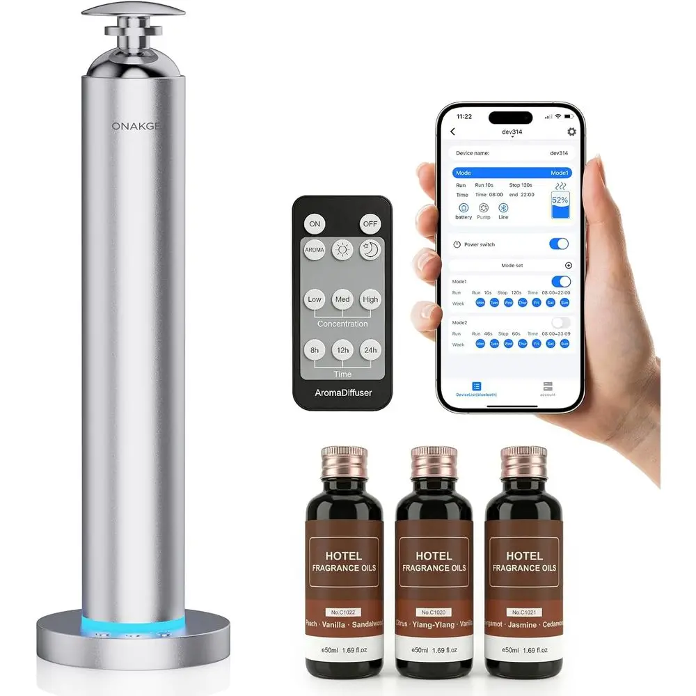 

WaterlAroma Diuser, 8000mAh Battery Scent Air hine or Large Room up to 1500 Sq t, Cold Air Diusion ential Oil Diuser with App &