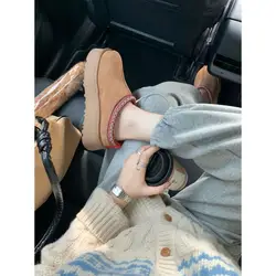 Luxury Winter Retro Women Snow Warm Suede Leather Lazy Loafers Boots Shoes Woman Lady Female Flat Bottine Botas Boots Mujer Shoe