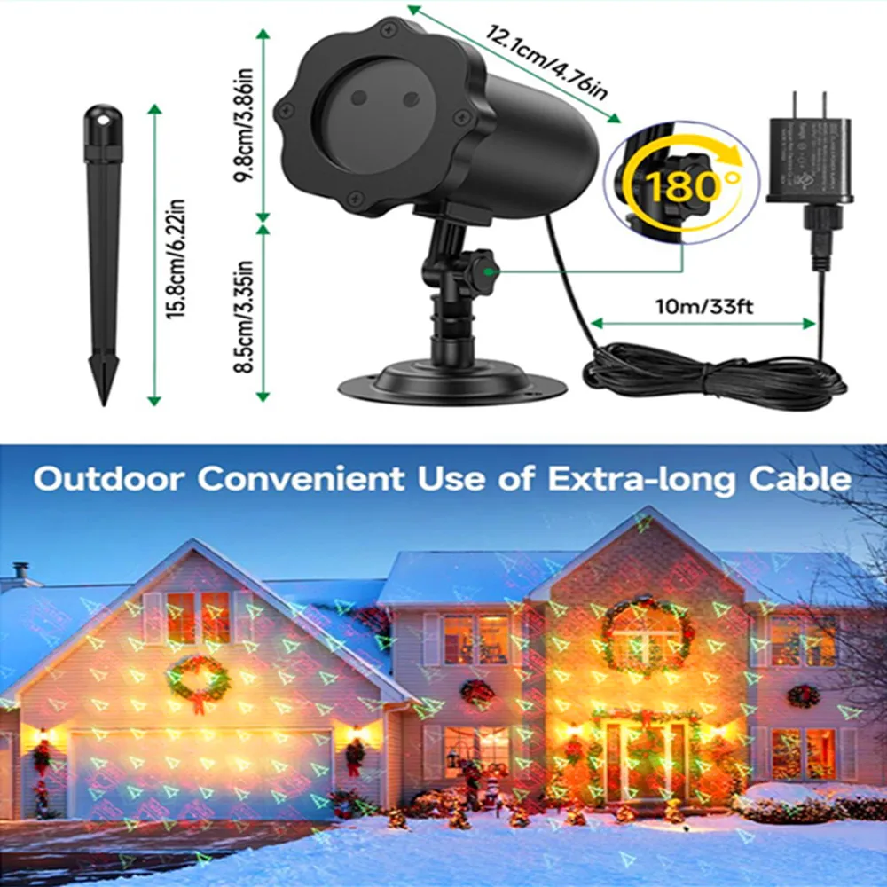 عيد الميلاد النجوم جهاز عرض ليزر أضواء في الهواء الطلق الأحمر الأخضر تتحرك ستار دش مقاوم للماء حديقة عطلة ديكور الحفلات مع جهاز التحكم عن بعد