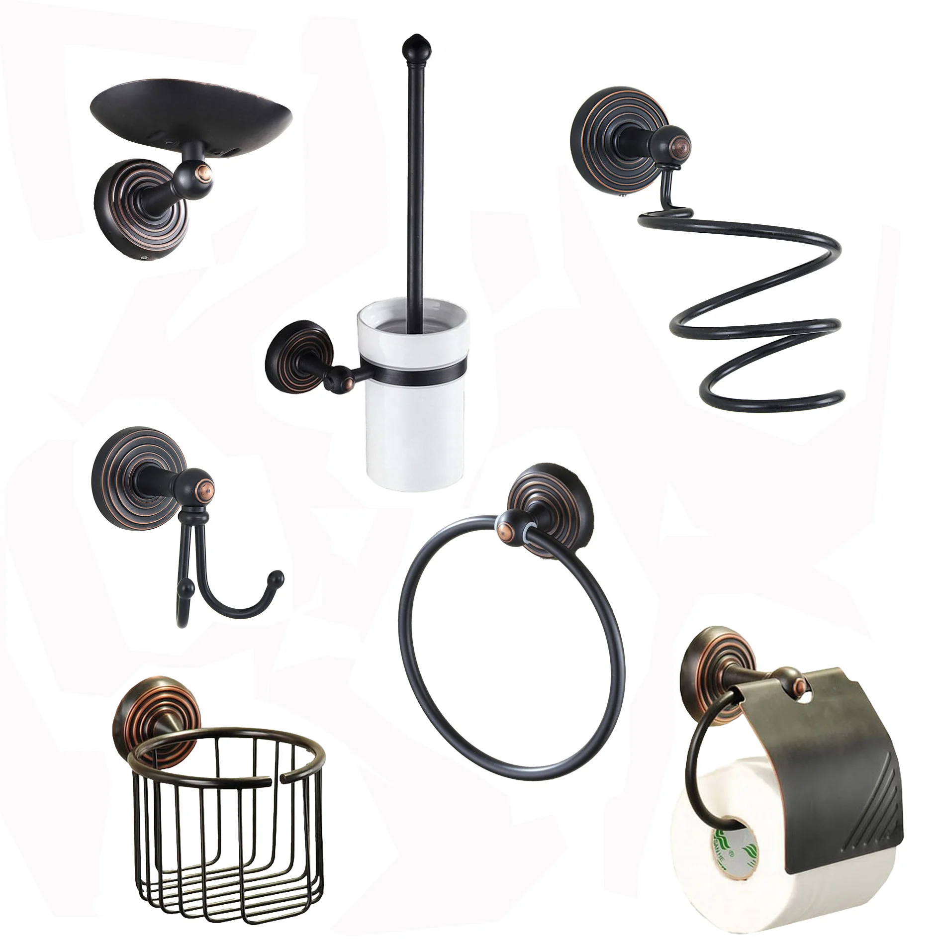 Black Oil Rubbed Bronze Brass Bathroom Accessories Set Bath Hardware Towel Bar Soap Dish Toilet Paper Holder Robe Hook