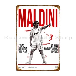 Paolo Maldini 3 Metal Sign Garage Mural Cinema Designer Wall Decor Tin Sign Poster