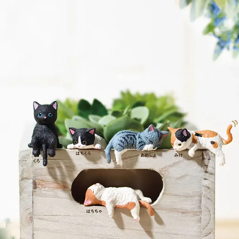 1pc Cat DIY Edge Figurines Simulation Resin Cat Refrigerator Sticker Material Miniatures Cartoon Car Cat Ornament