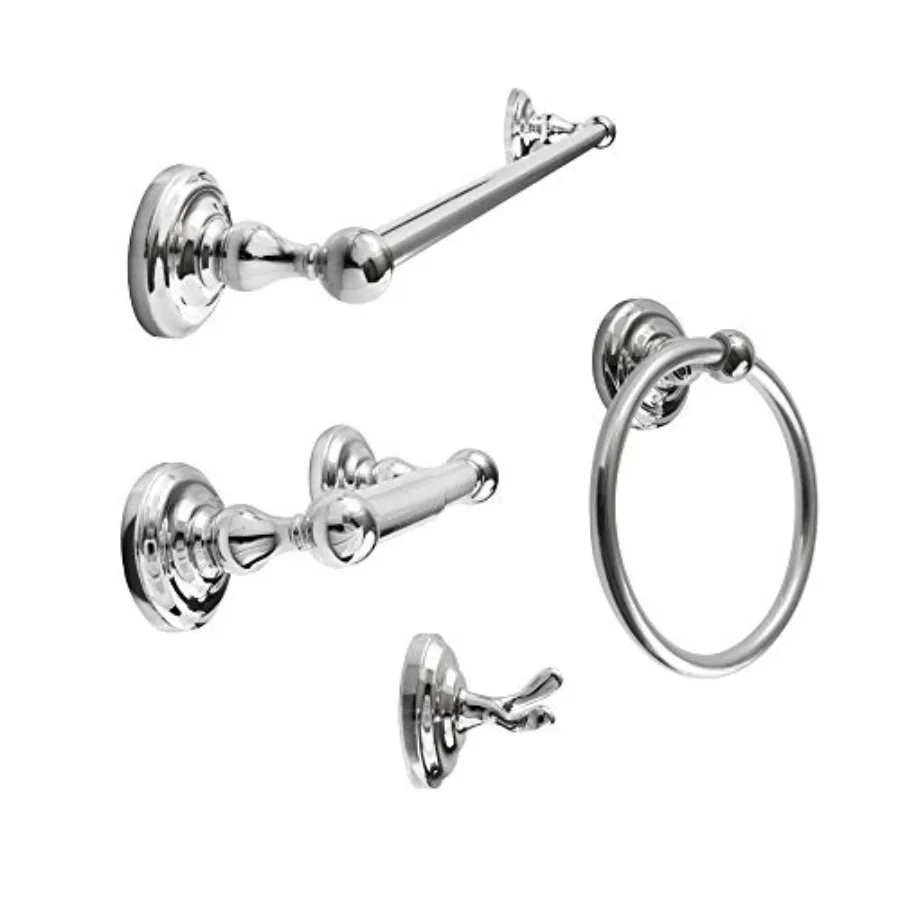 

SENTO ROBIKI Modern Silver Bathroom Hardware Accessories Set Includes Robe Hook Toilet Paper Holder Towel Ring 24" Towel Bar Du