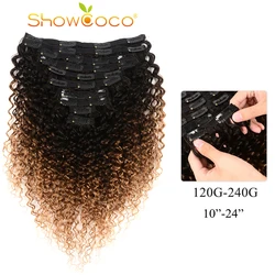 ShowCoco Human Hair Clip In Extensions T1b/4/27 Color Curly Clip Ins 100% Remy Hair 10-24 Inches Clip In Hair Extensions