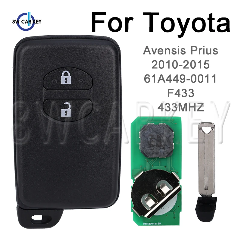 Car Remote Key for Toyota Avensis Prius 2010-2015 Control Car Keys FSK 433MHZ ID4D Chip 61A449-0011 F433 B74EA B75EA 2Buttons