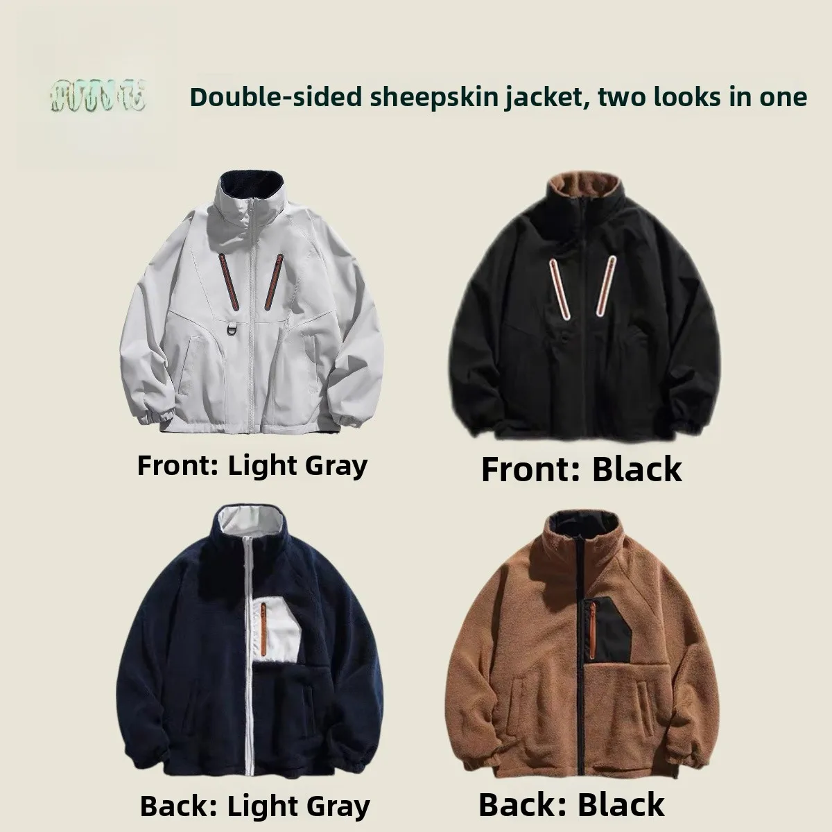 

Мужское зимнее пальто Mona из двусторонней овечьей шерсти с утолщенным воротником-стойкой, модное, городское, удлиненное, из полиэфирного волокна