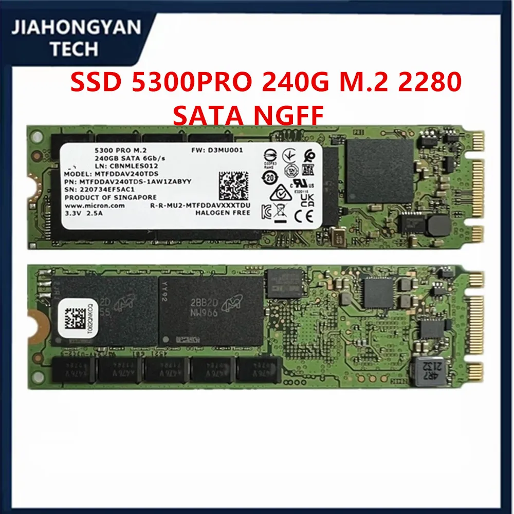 Original สําหรับไมครอน 5300PRO 960G 1.92TB 240G 480G M.2 NGFF 2280 SATA SSD Enterprise Solid State Drive SSD