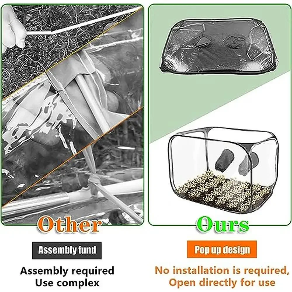 Portable Mushroom Growing Kit Foldable PVC Still Air Box with Zipper Design and 2 Ventilation Holes Ideal Indoor and Outdoor Use