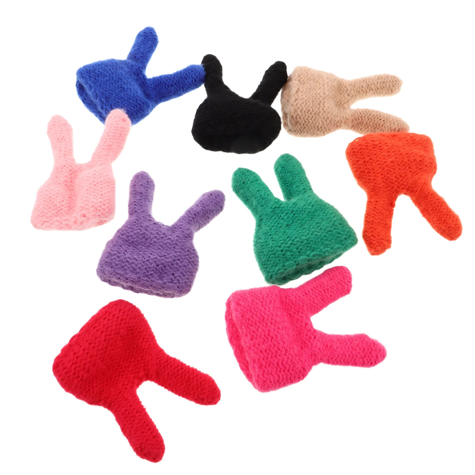

9Pcs Mini Knitted Rabbit Ear Hats Soft Handmade Tiny Beanie Winter Headwear Accessories DIY Easter Party Ornaments