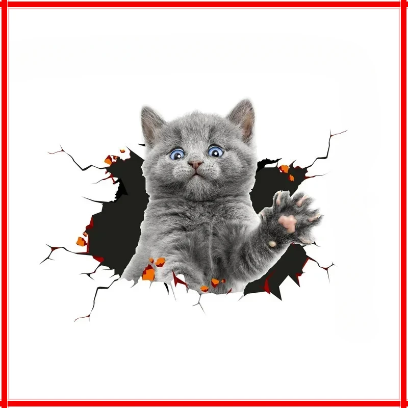Autocollant de décoration de voiture en vinyle étanche, autocollant 3D, Simulation de chats mignons, Peeking Peering, Creative Funny, 15cm, PVC KK