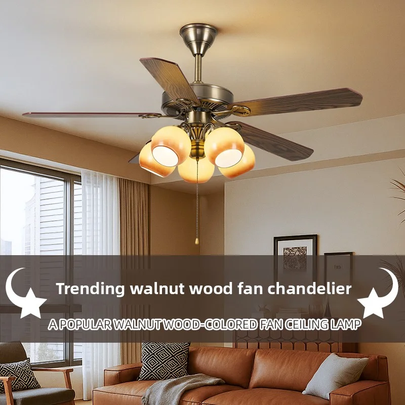2025 Elegance Medieval Fan Lamp Restaurant Bedroom Study Vintage Ceiling Fan Lamp Living Room Electric Fan Integrated Lamp Set