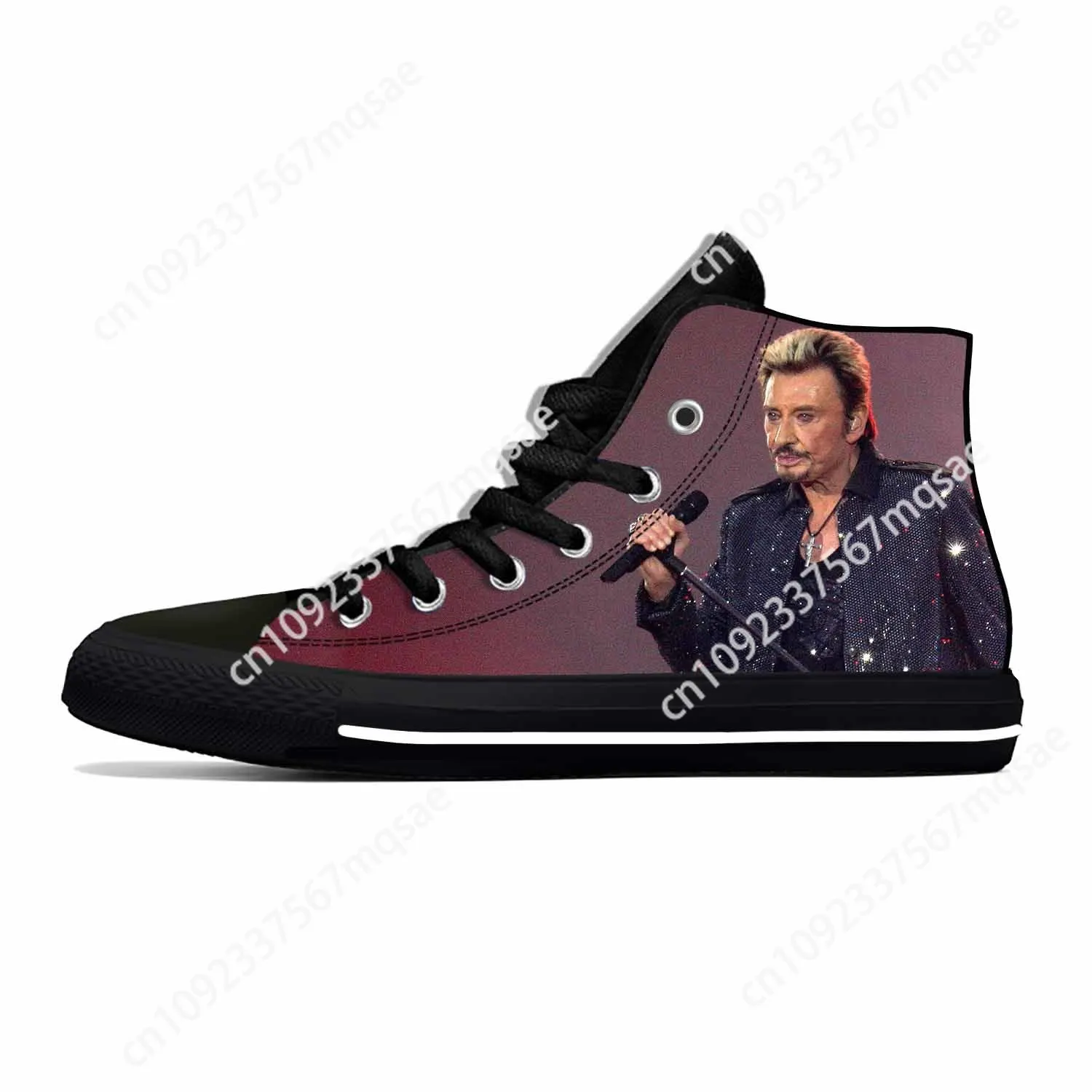 Johnny Hallyday Rock Star Singer Music Fashion Casual Cloth Shoes High Top Comfortable Breathable 3D Print Men Women Sneakers