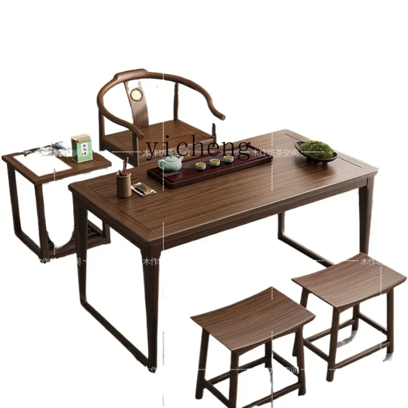

ZZZXL balcony small tea table and chair combination new Chinese walnut solid wood small tea table coffee table