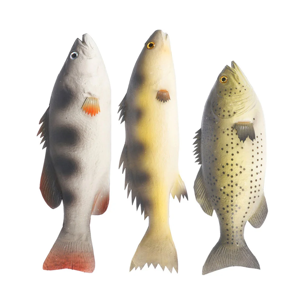 3 Pcs Artificial Fish Animals Photo Decor Food PU Model Fake Ornament Festival Child